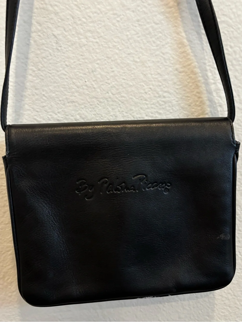 Vintage Paloma Picasso Black Leather Crossbody Shoulder Bag